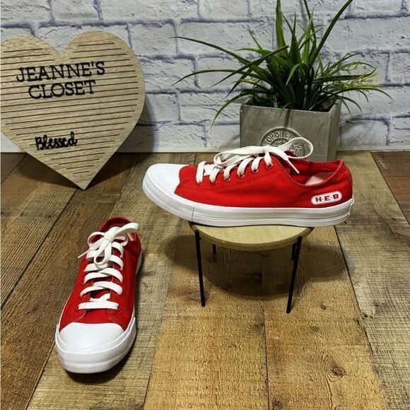 H-E-B HEB Grocery Red Shoes Womens Size 9.5 Mens 8 Canvas Oil Resistant - Picture 4 of 13